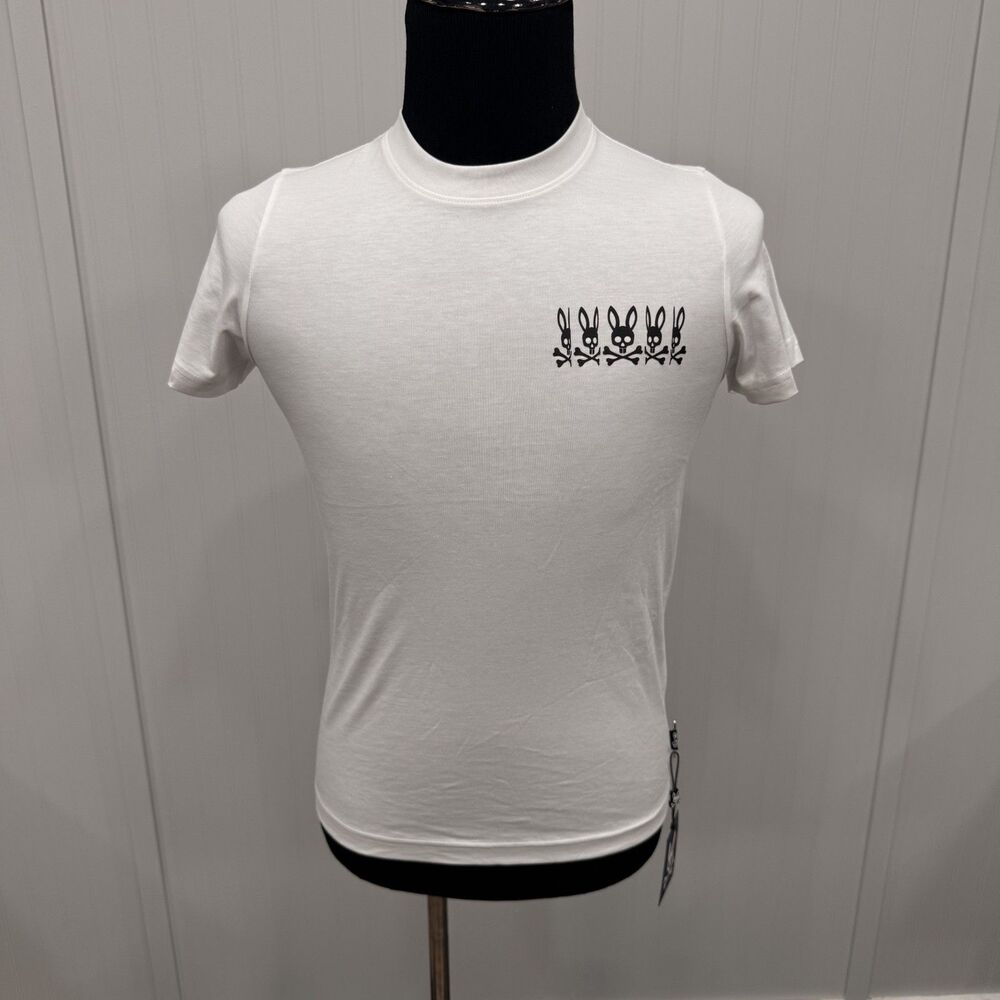 Psycho Bunny Men's White Size 2 / XXS Stoke Short Sleeve Crewneck Graphic Tee